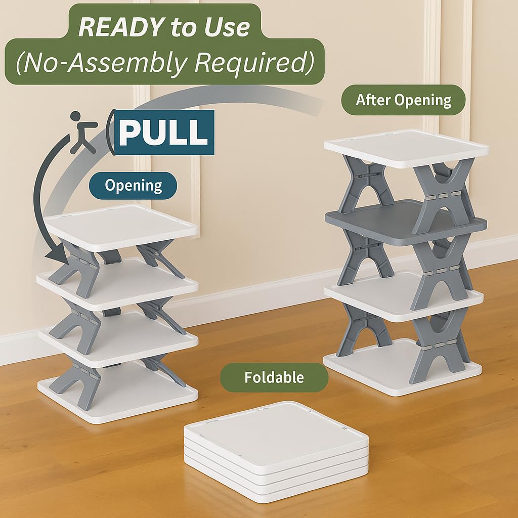 5-Layer Plastic Shoe Rack for Home – Stackable & Adjustable Shoe Organizer