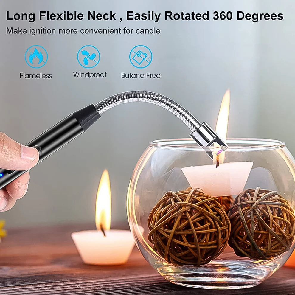 Metal Rechargeable Electric Arc Lighter with Flexible Neck (1 Pc)