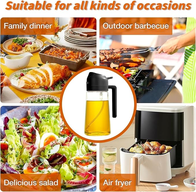Oil Sprayer And Dispenser Bottle for Kitchen,2 in 1 Olive