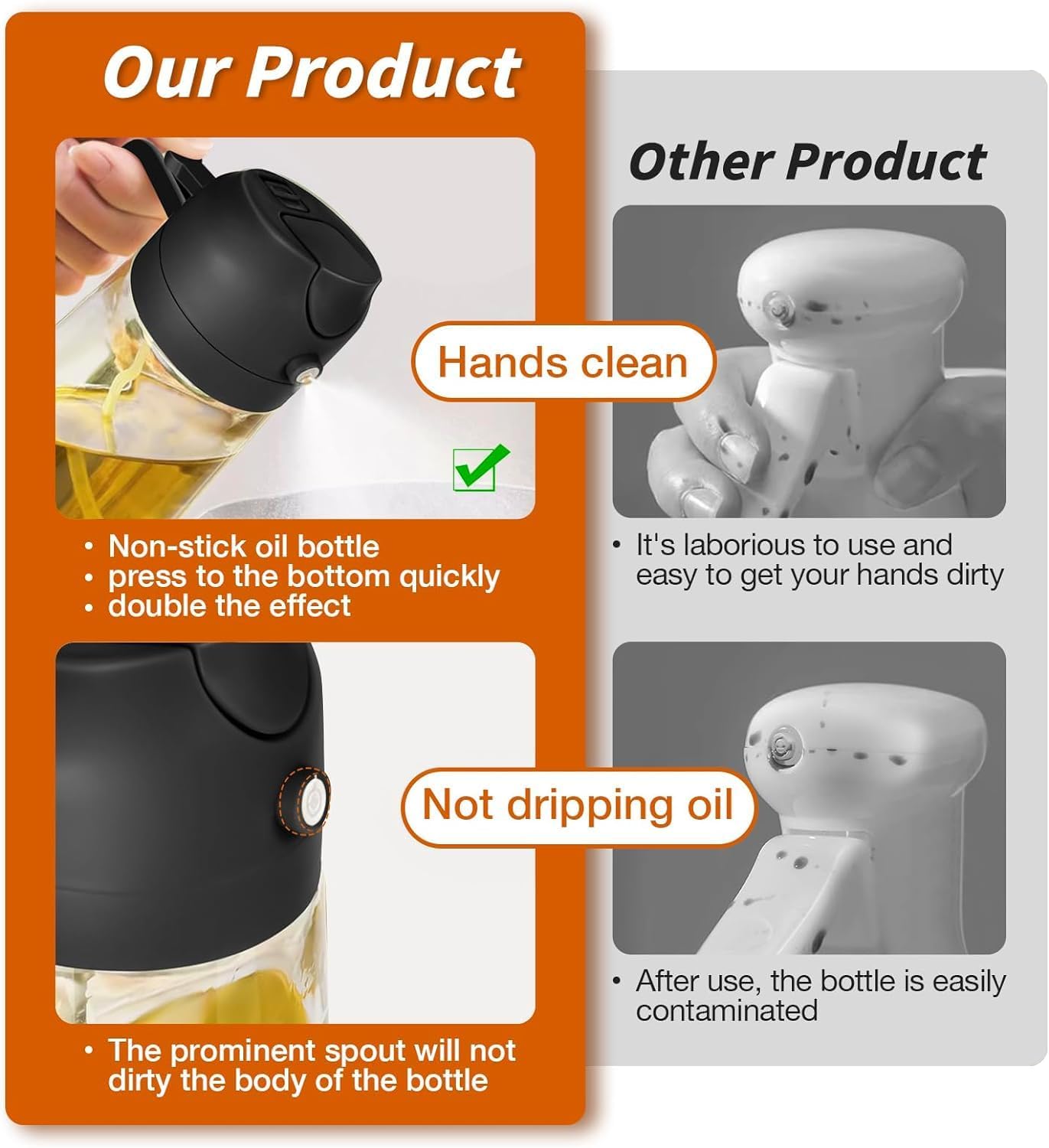 Oil Sprayer And Dispenser Bottle for Kitchen,2 in 1 Olive