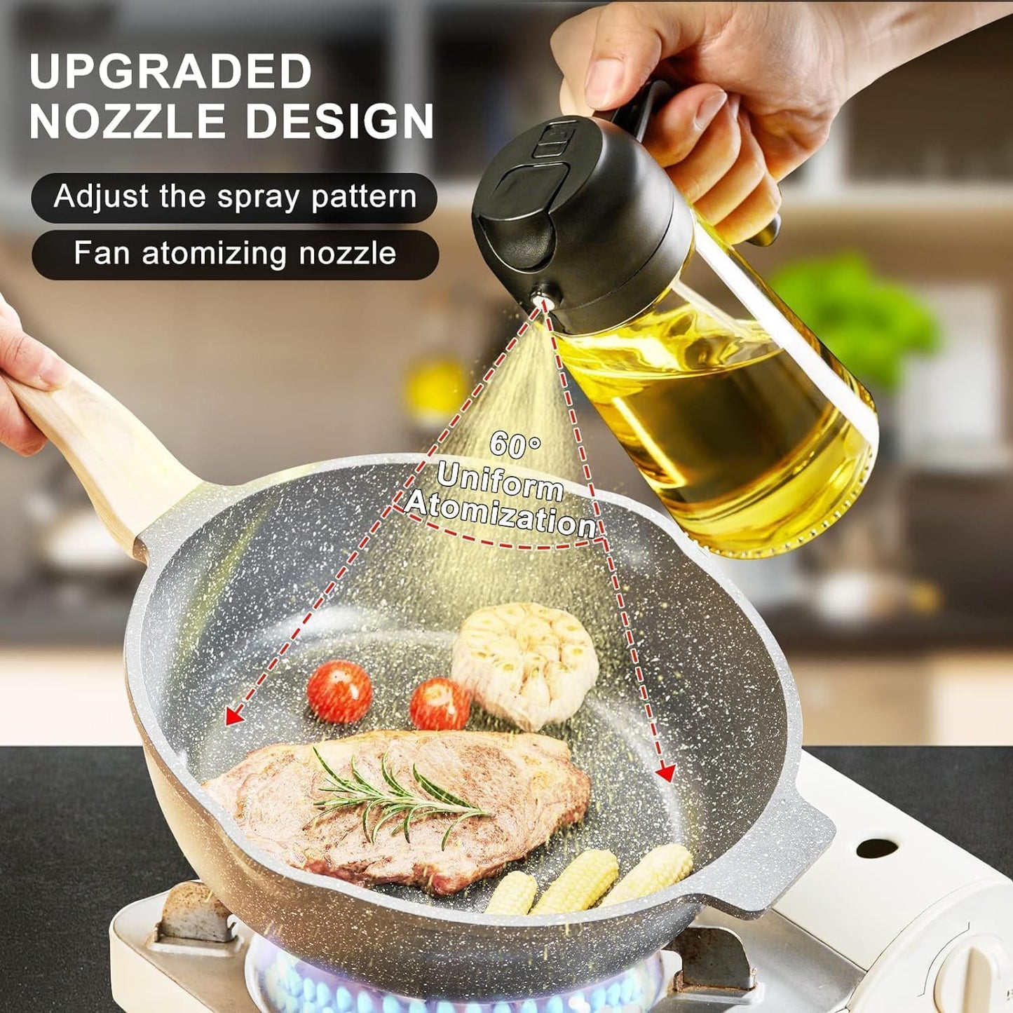 Oil Sprayer And Dispenser Bottle for Kitchen,2 in 1 Olive