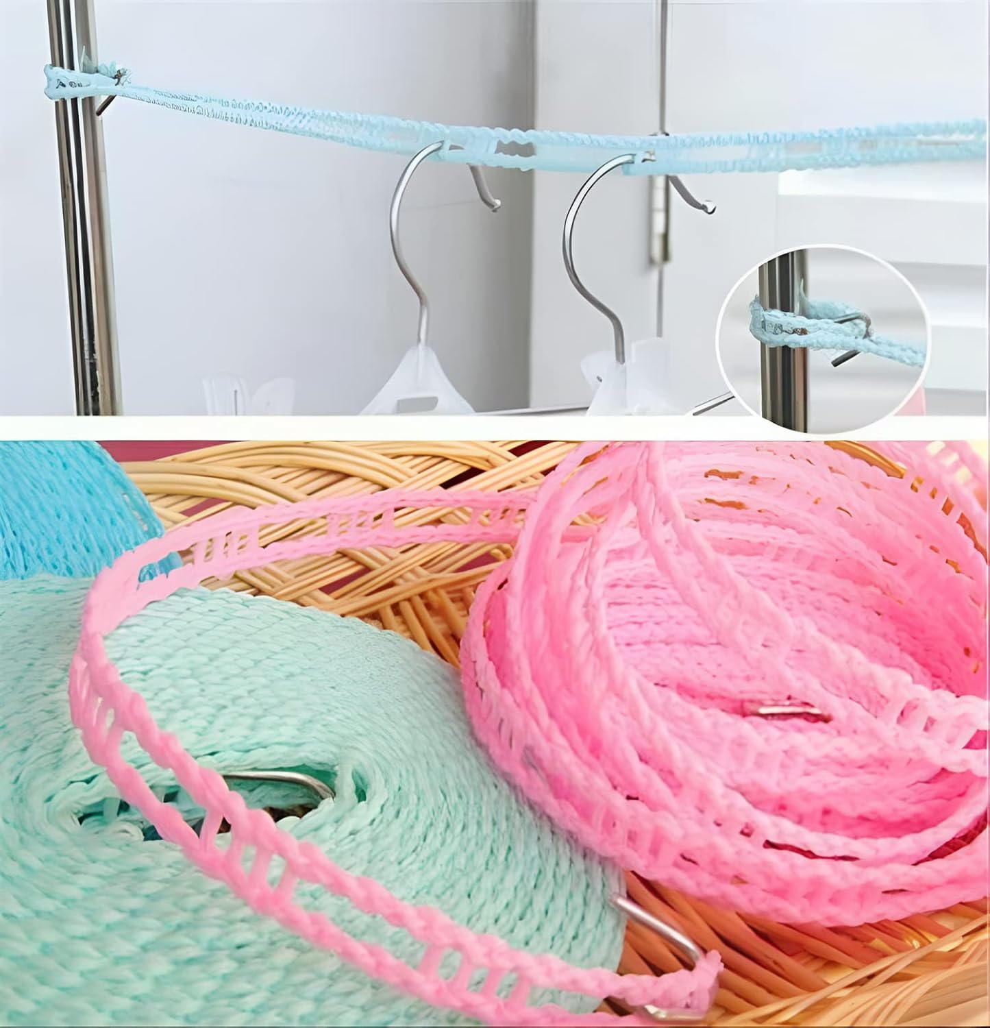 Rope for Cloth Drying Indoor,Outdoor - 5 Meter (Multicolor (Pack of 3)