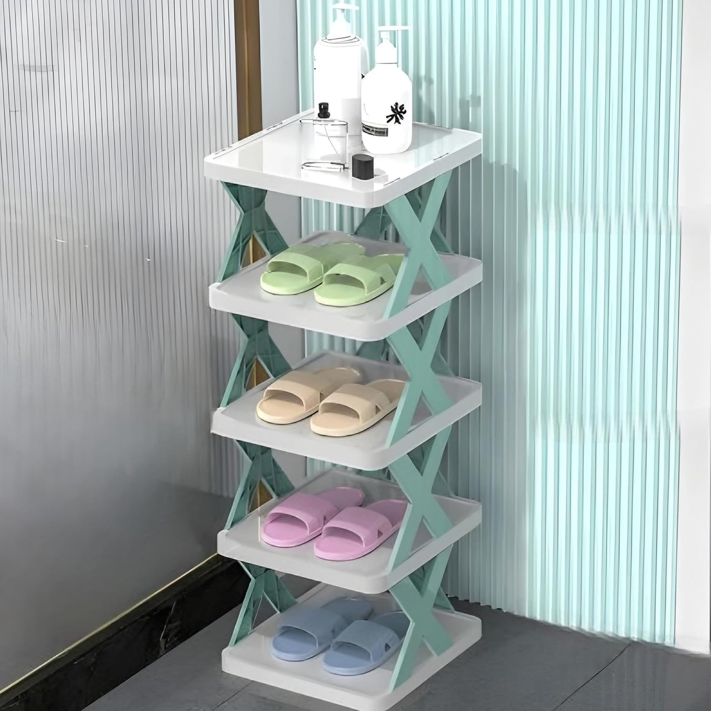 5-Layer Plastic Shoe Rack for Home – Stackable & Adjustable Shoe Organizer