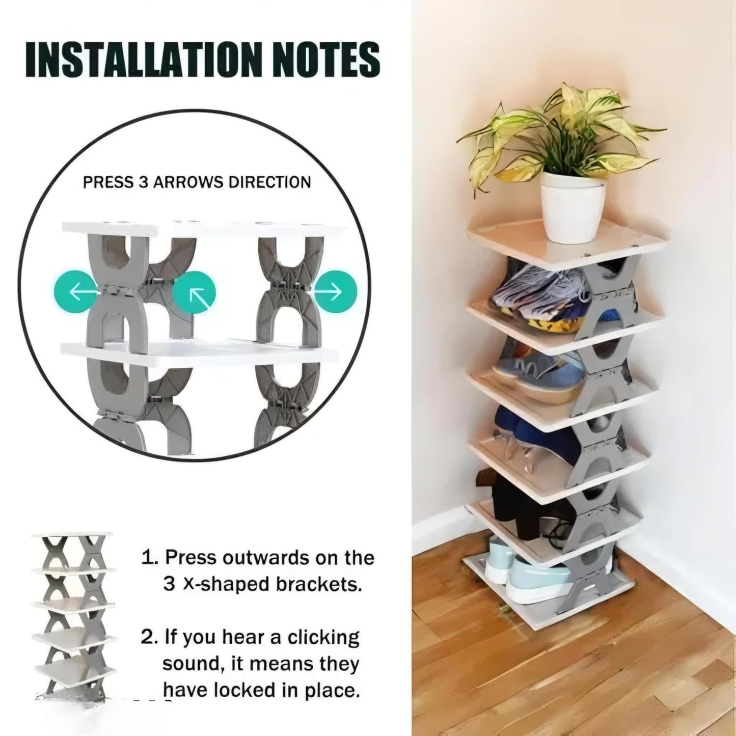 5-Layer Plastic Shoe Rack for Home – Stackable & Adjustable Shoe Organizer