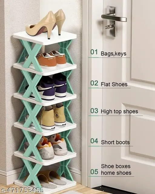 5-Layer Plastic Shoe Rack for Home – Stackable & Adjustable Shoe Organizer