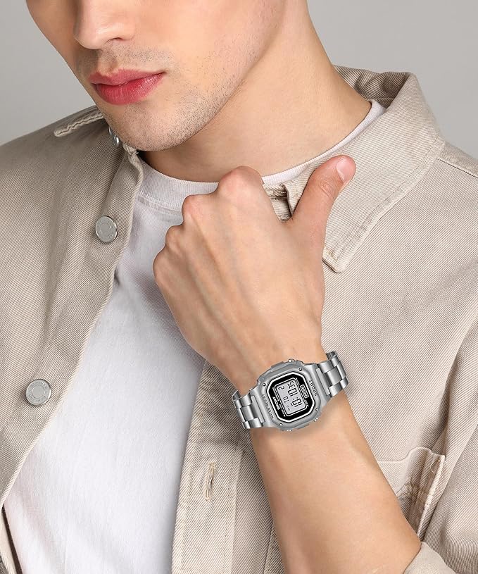 Casio Vintage A-158WA-1Q Digital Grey Dial Unisex Watch Silver Metal Strap (D011)