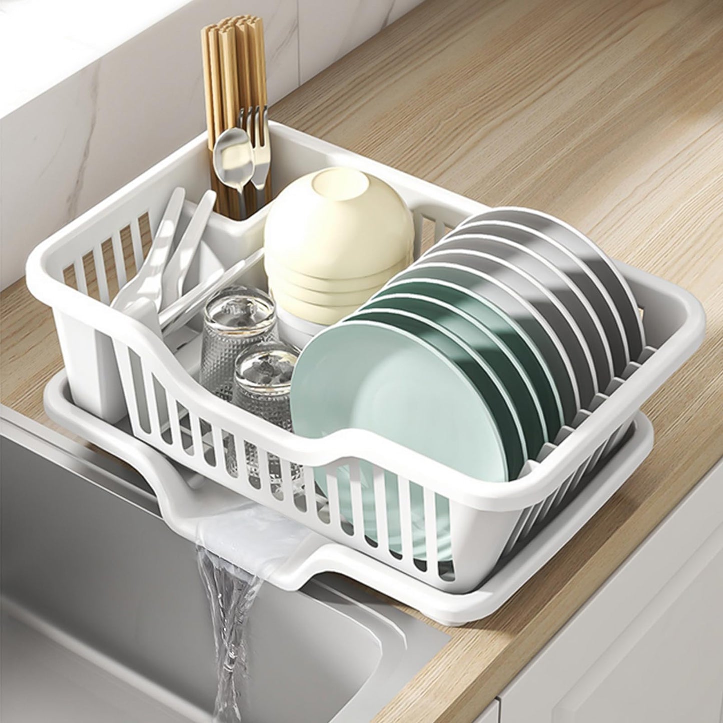 Plastic Durable Kitchen Drainer Dish Rack Organizer in (5 Color)
