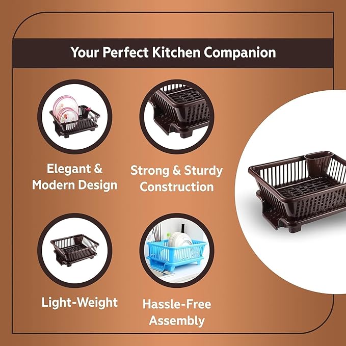 Plastic Durable Kitchen Drainer Dish Rack Organizer in (5 Color)