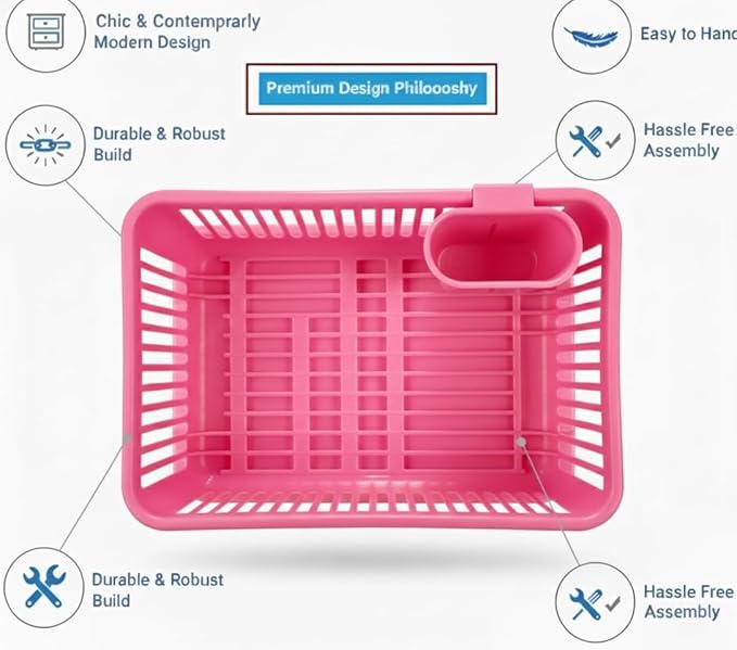 Plastic Durable Kitchen Drainer Dish Rack Organizer in (5 Color)