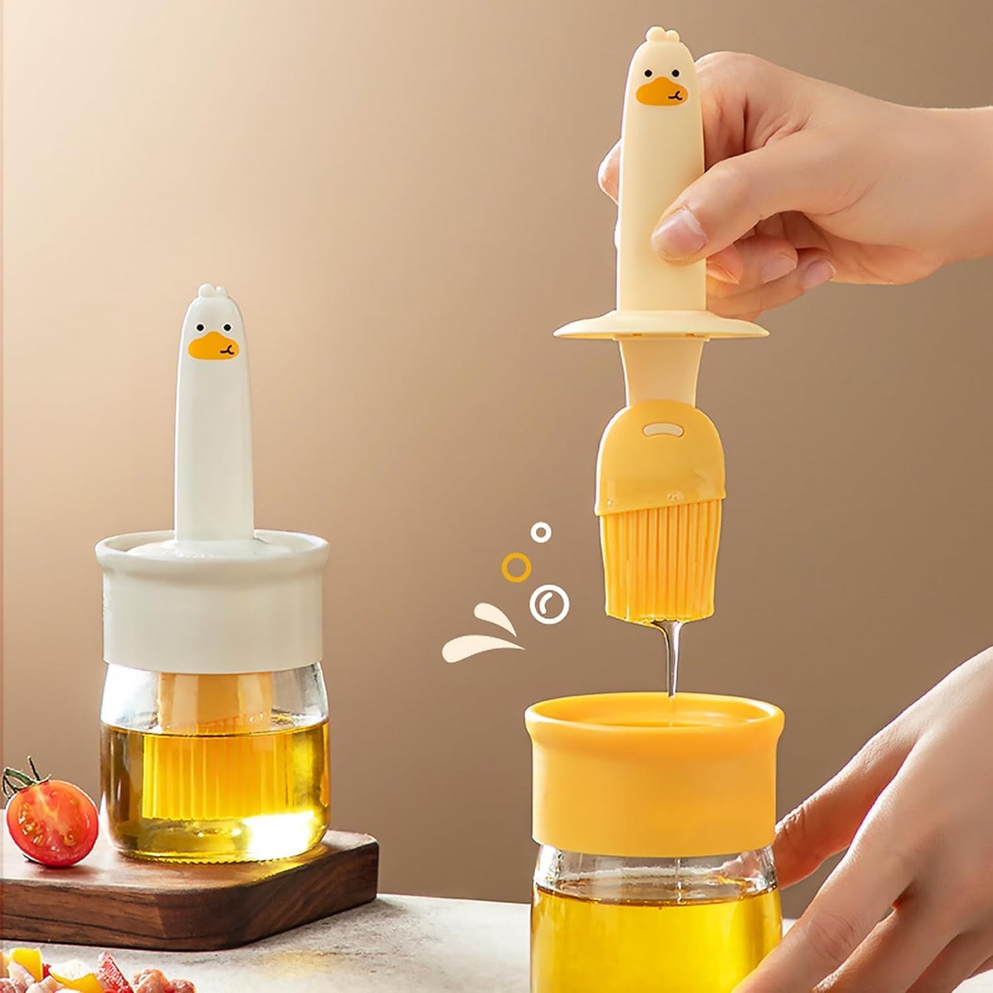 Glass Olive Oil Dispenser Bottle with Silicone Brush (200ml)