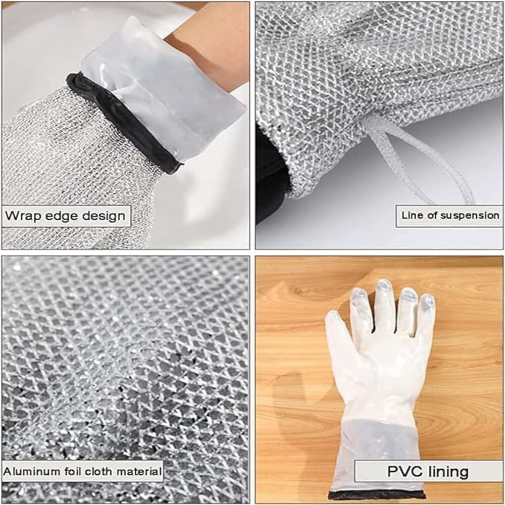 Non-Scratch Wire Dishwashing Hand Gloves