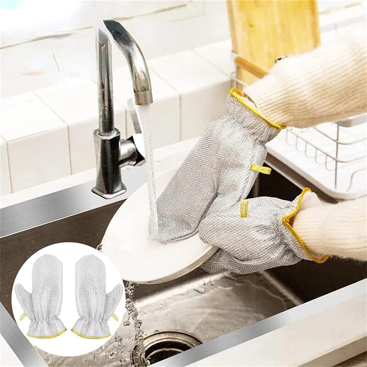 Non-Scratch Wire Dishwashing Hand Gloves