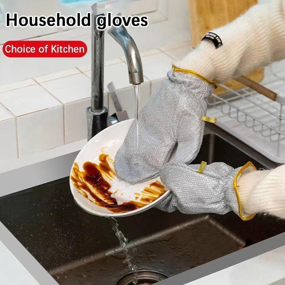 Non-Scratch Wire Dishwashing Hand Gloves