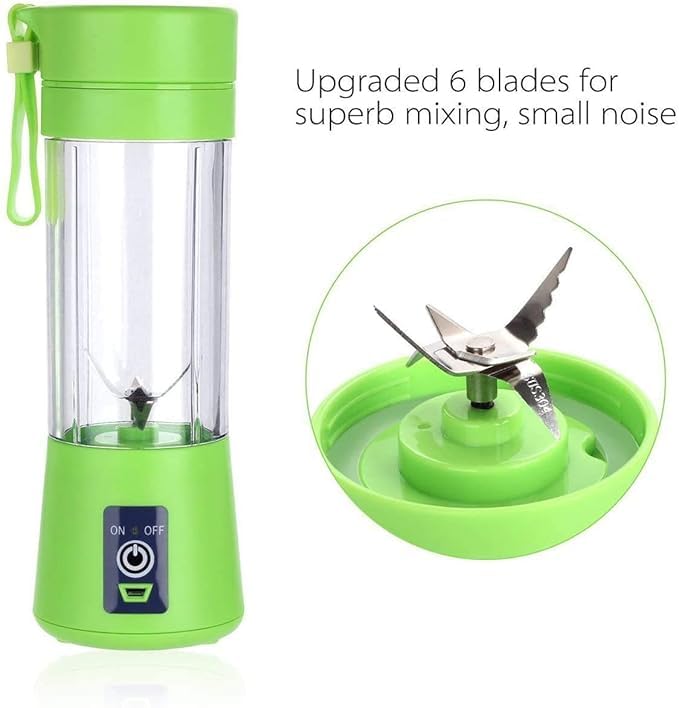 Portable USB Electric Juicer – 6-Blades Protein Shaker Blender Cup (380 ML)