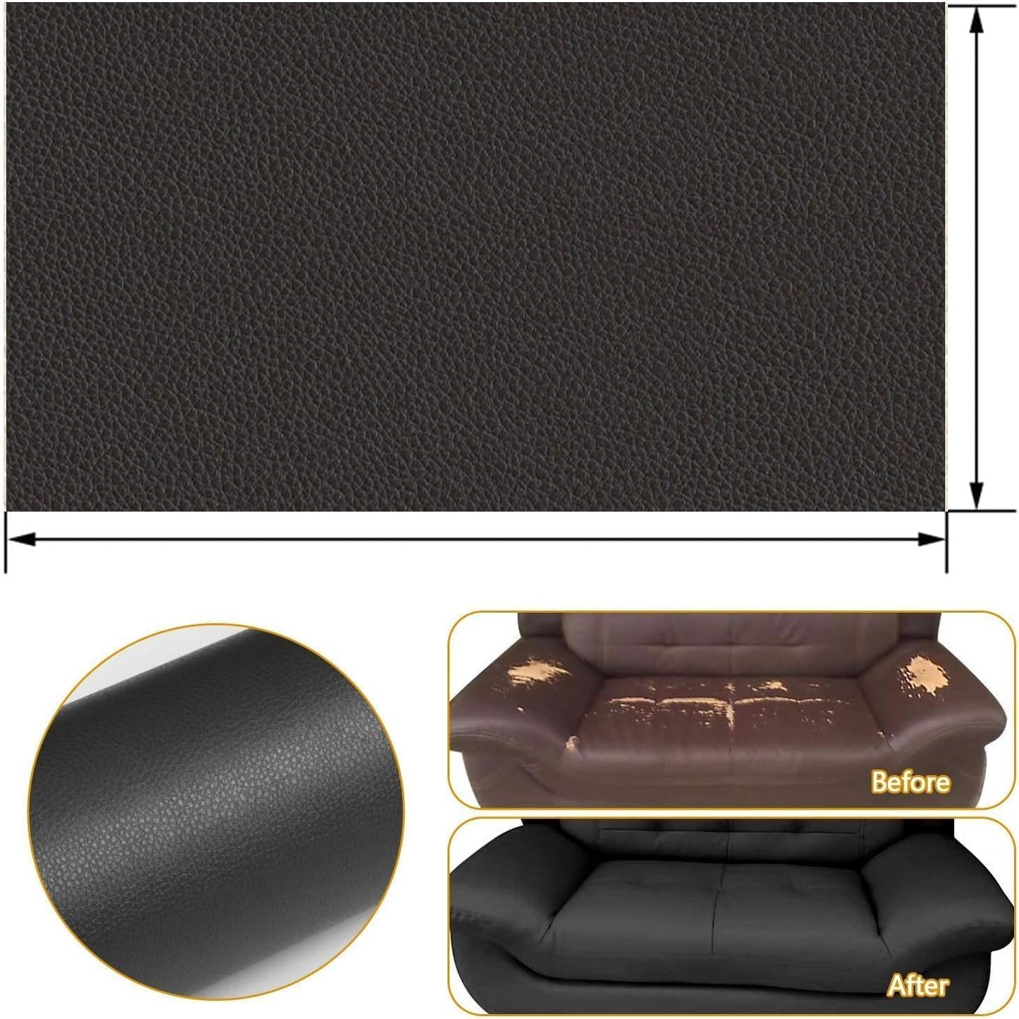 Leather Self-Adhesive Repair Patch 30x60cm Scratch Upholstery Repair Tape