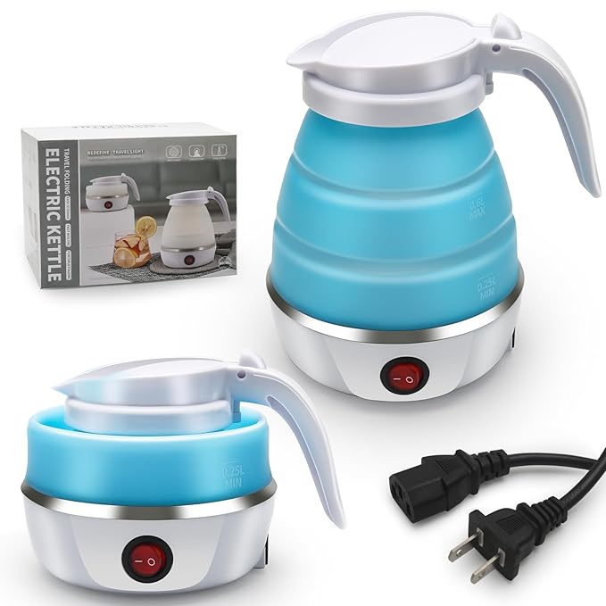 Silicone Travel Electric Kettle 600ML – Foldable Portable Mini Hot Water Boiler