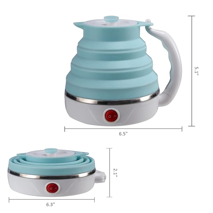 Silicone Travel Electric Kettle 600ML – Foldable Portable Mini Hot Water Boiler