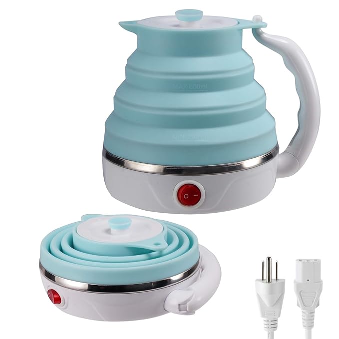 Silicone Travel Electric Kettle 600ML – Foldable Portable Mini Hot Water Boiler
